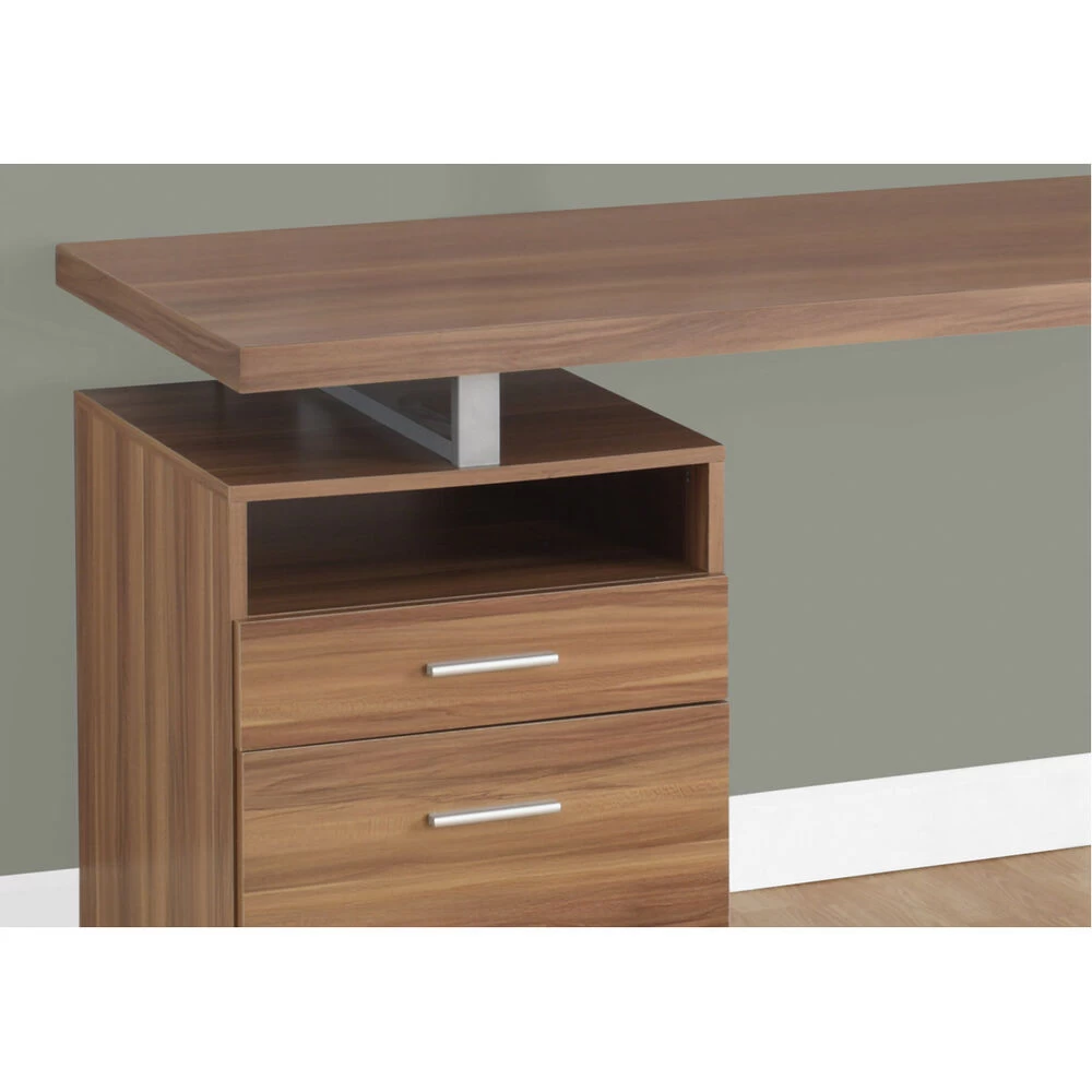 Ramapo 60 X 24 Inch Walnut And Silver Computer Desk - Image 2