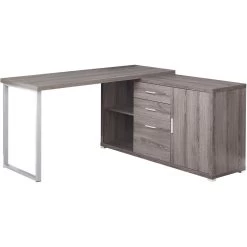 Ramapo 57 X 57 Inch Dark Taupe And Silver Computer Desk