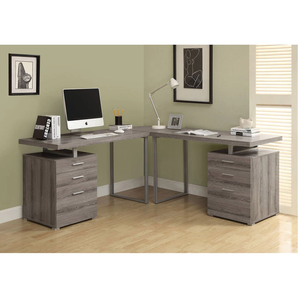 Ramapo 47 X 24 Inch Dark Taupe And Silver Computer Desk - Image 2