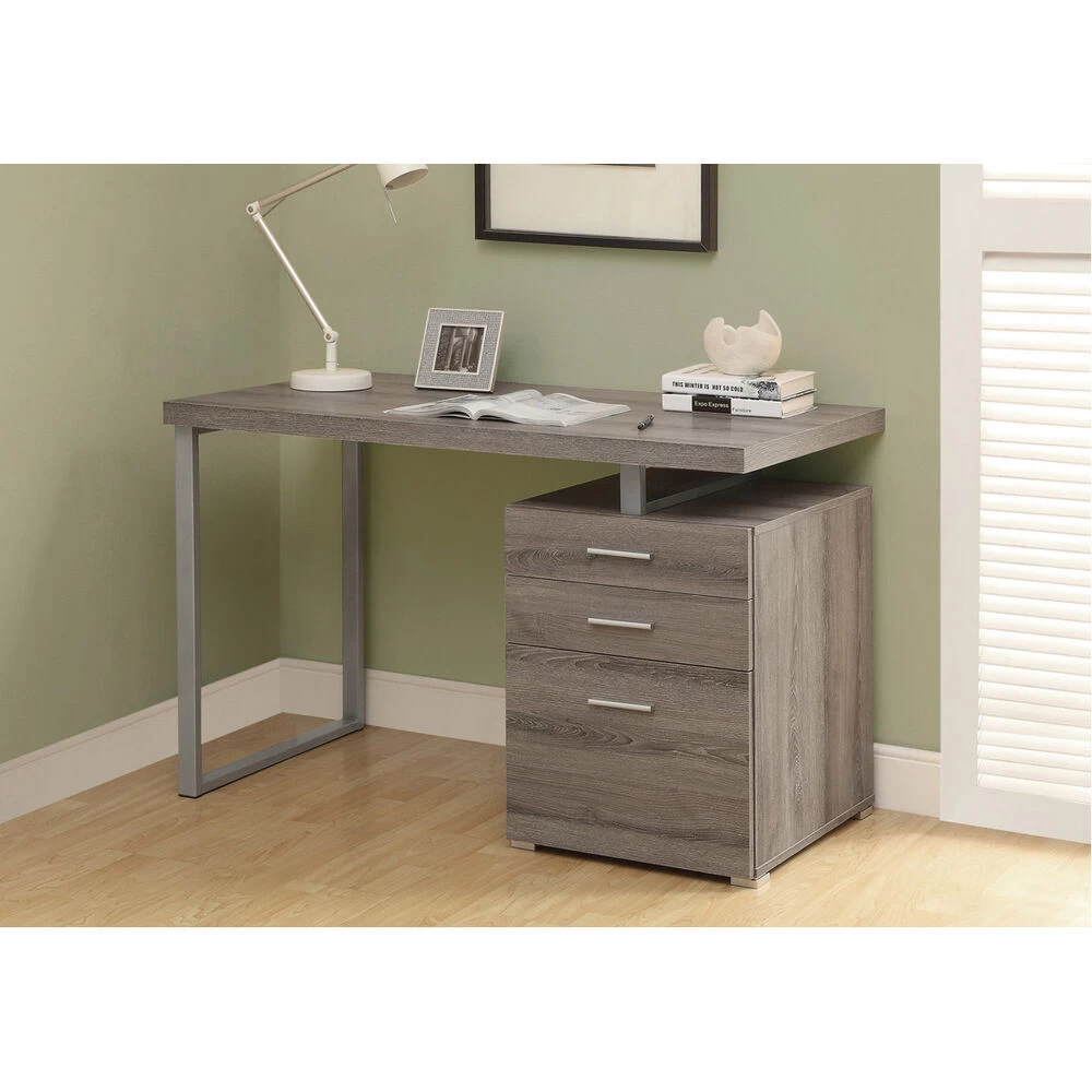 Ramapo 47 X 24 Inch Dark Taupe And Silver Computer Desk - Image 3
