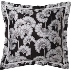 Japanese Floral 26 X 26 Inch White, Black, Light Gray Euro Sham