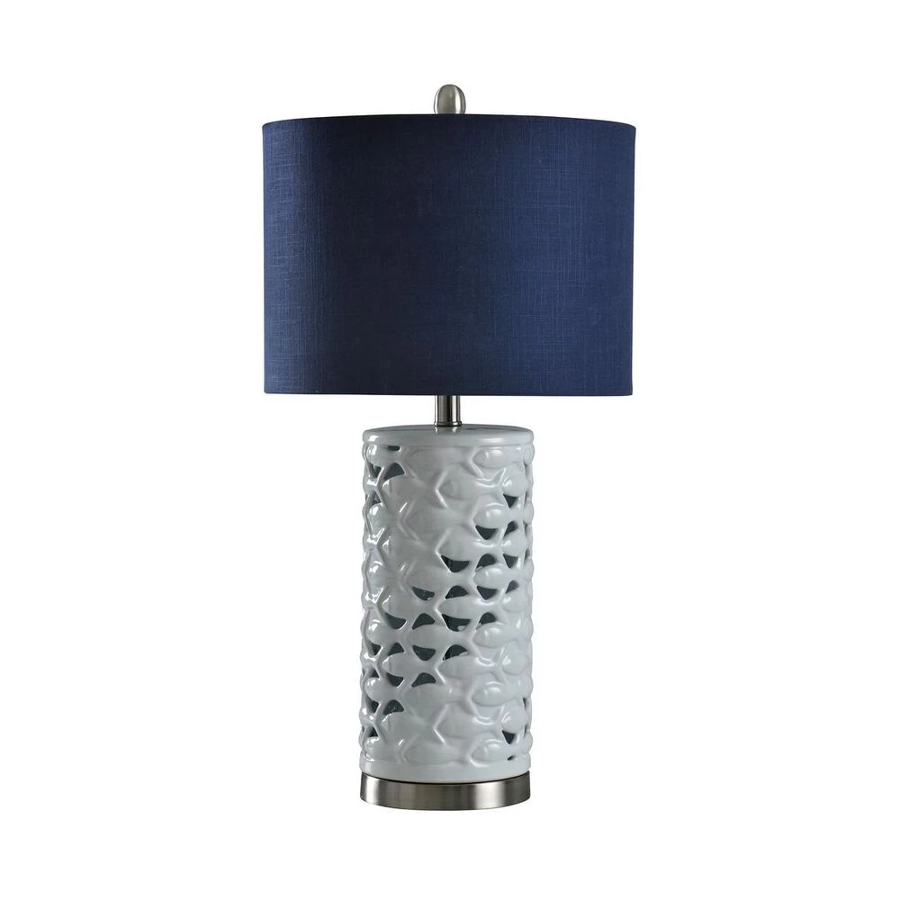 Signature 27 Inch 100 Watt White And Silver Table Lamp Portable Light