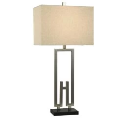 Cameron 35.25 Inch 100 Watt Brushed Nickel And Black Table Lamp Portable Light