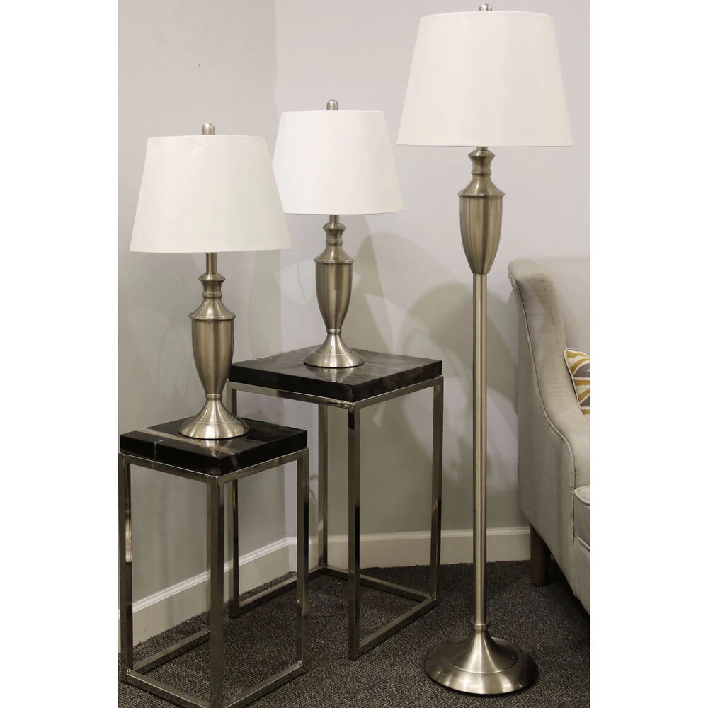 Signature 6 Inch 100 Watt Brushed Steel Floor And Table Lamp Portable Light - Image 2