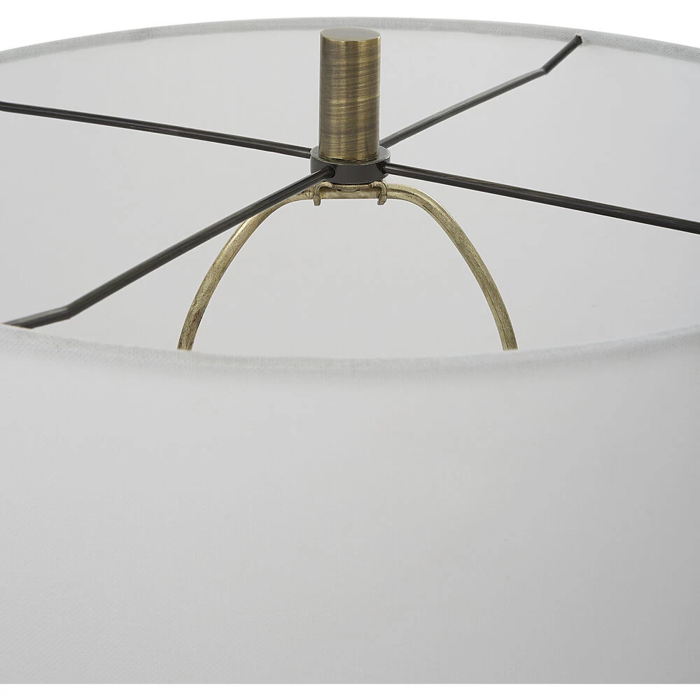 Annora 34 Inch 150.00 Watt Glossy White And Antique Brass Table Lamp Portable Light - Image 6