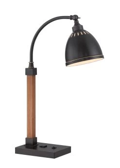 Maurizio 26 Inch 60.00 Watt Dark Bronze Desk Lamp Portable Light, With Power Outlet