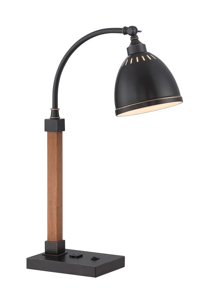 Maurizio 26 Inch 60.00 Watt Dark Bronze Desk Lamp Portable Light, With Power Outlet