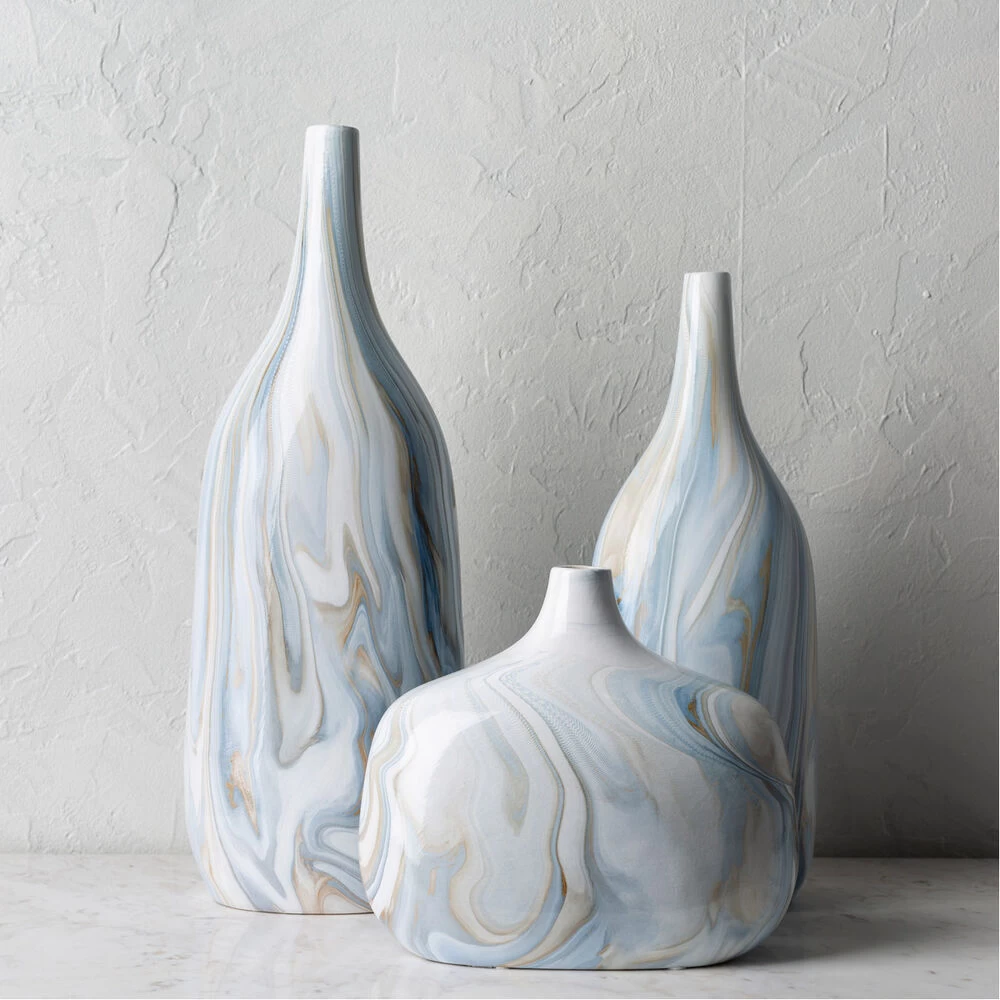 Marble Light Grey Outdoor Vase - Image 2