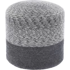 Poppy 16 Inch Gray Outdoor Pouf, Cylinder