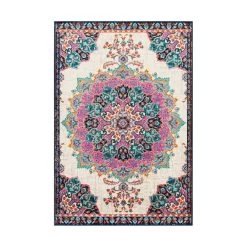 Paramount 93 X 63 Inch Fuschia/Bright Orange/Aqua/Lime/Teal/Dark Blue Rugs, Rectangle