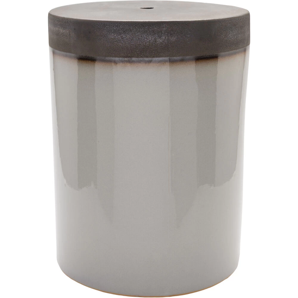 Palominas 18.1 Inch Grey And Brown Outdoor Garden Stool, Cylinder, Hand Crafted