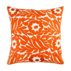 Pallavi 20 X 20 Inch Off-White And Orange Pillow Cover