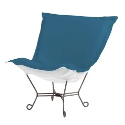 Puff Titanium Frame With Seascape Turquoise Outdoor Scroll Chair With Cover
