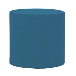 No Tip 17 Inch Seascape Turquoise Outdoor Cylinder Ottoman With Cover