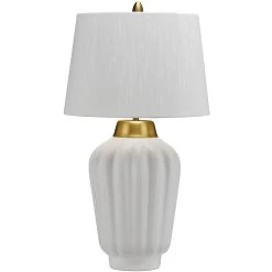 Bexley 22 Inch White And Brushed Brass Table Lamp Portable Light