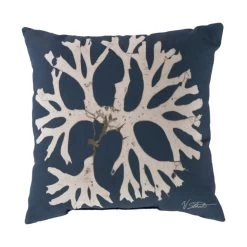 Mobjack Bay 18 X 18 Inch Navy And Beige Outdoor Throw Pillow