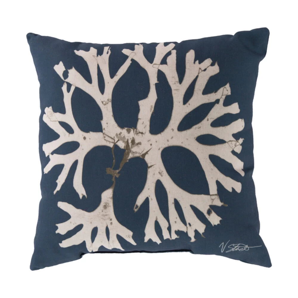 Mobjack Bay 18 X 18 Inch Navy And Beige Outdoor Throw Pillow - Image 2