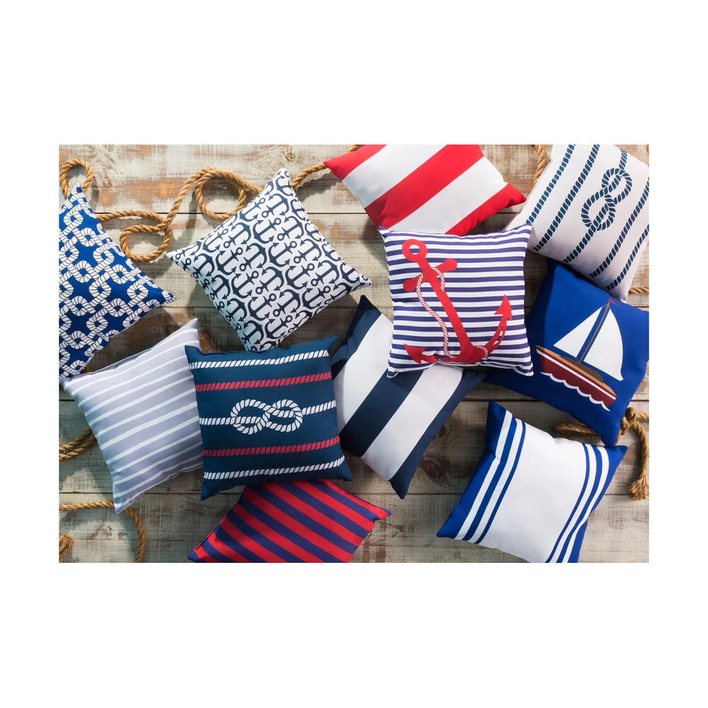 Mobjack Bay 20 X 20 Inch Navy And Red Outdoor Throw Pillow - Image 2