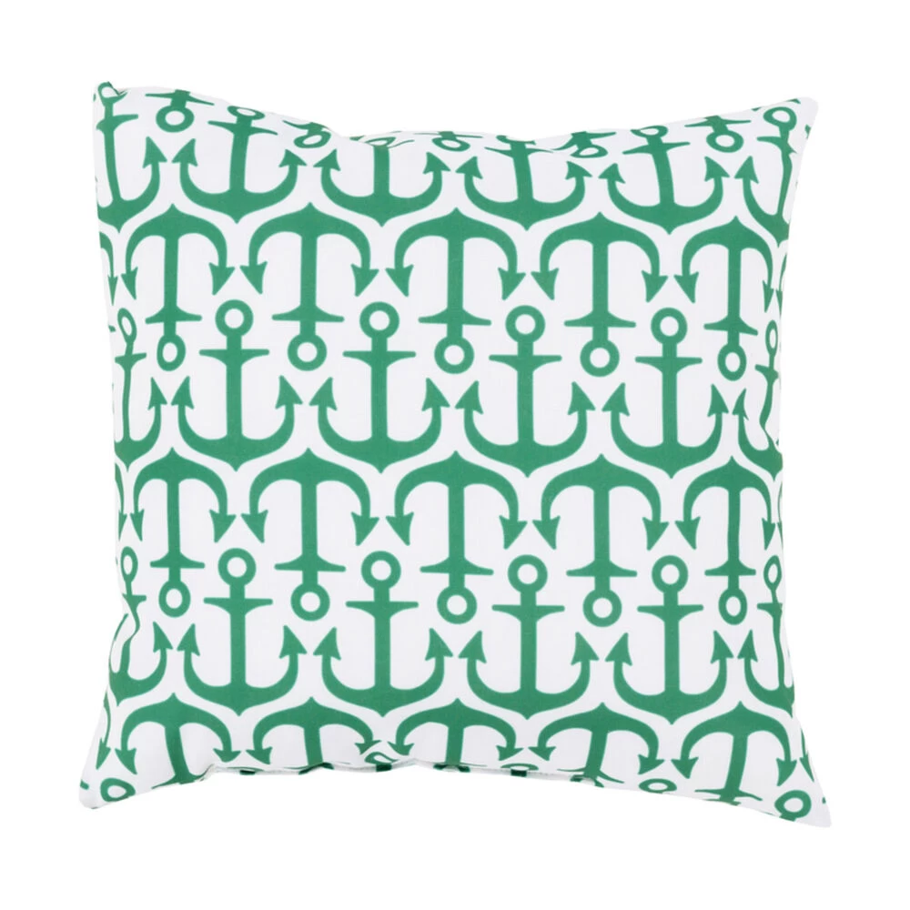 Mobjack Bay 20 X 20 Inch Green And Off-White Outdoor Throw Pillow
