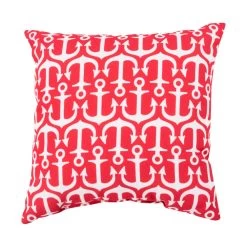 Mobjack Bay 20 X 20 Inch Red And Off-White Outdoor Throw Pillow