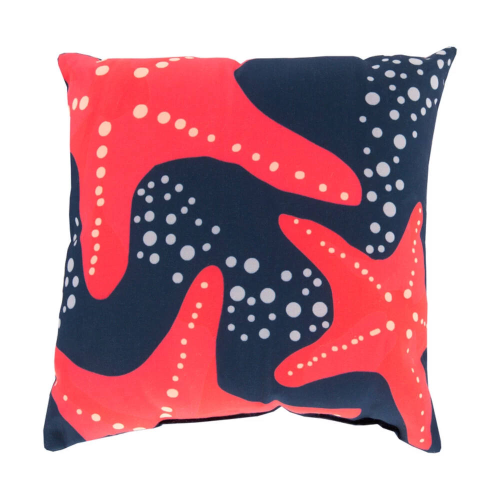 Mobjack Bay 18 X 18 Inch Navy And Orange Outdoor Throw Pillow - Image 2