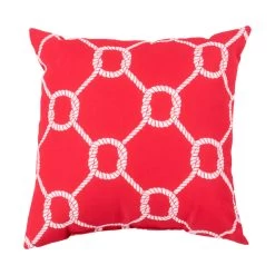 Mobjack Bay 26 X 26 Inch Red And Off-White Outdoor Throw Pillow