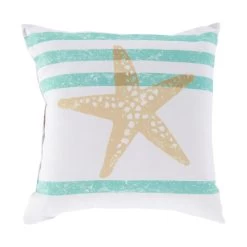 Mobjack Bay 26 X 26 Inch Off-White And Green Outdoor Throw Pillow