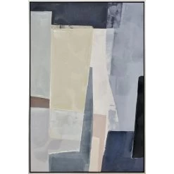 Angle Abstract Blue With Ivory And Champagne Gold Framed Wall Art