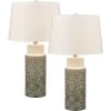 Tula 30 Inch 150.00 Watt Gray Glazed With Off White Table Lamp Portable Light, Set Of 2