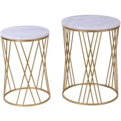 Cameron 21.1 X 15.7 Inch White Marble Accent Table