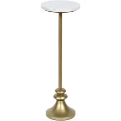 Cameron 24 X 8 Inch White And Gold Flaked Side Table