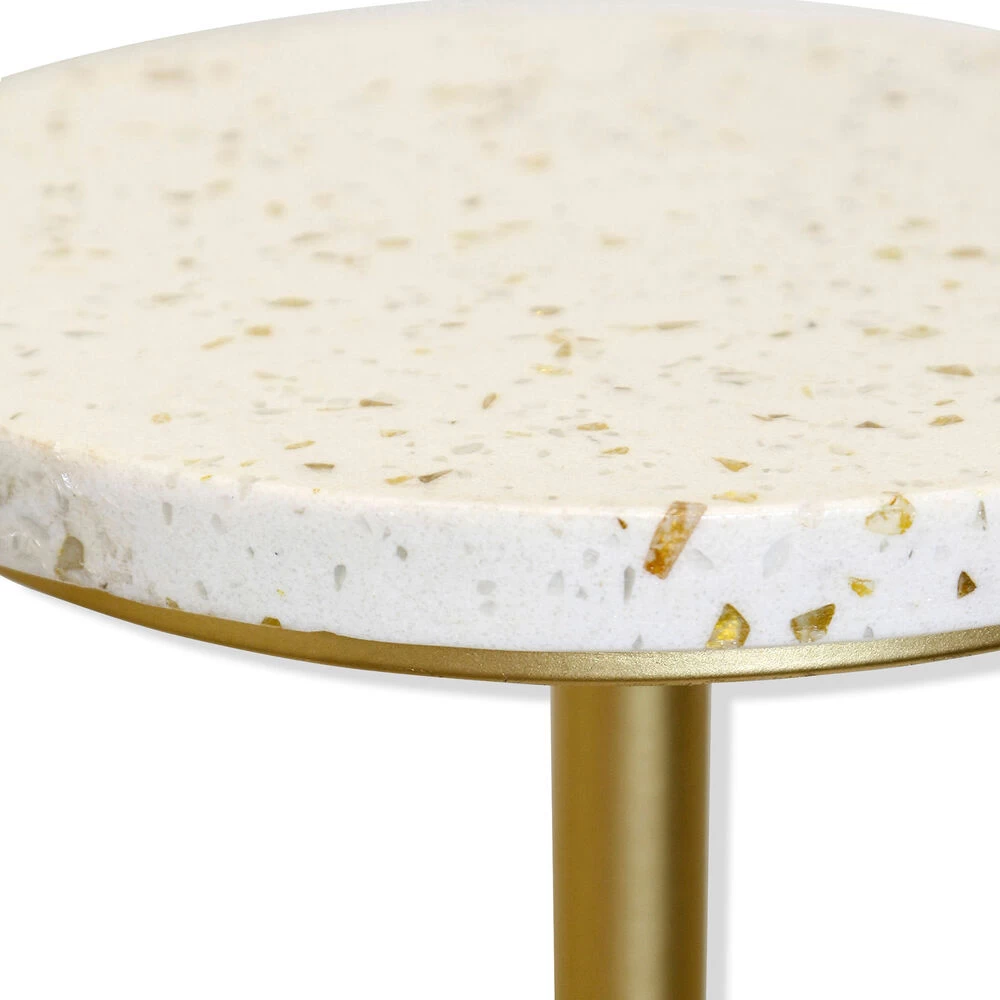 Cameron 24 X 8 Inch White And Gold Flaked Side Table - Image 2