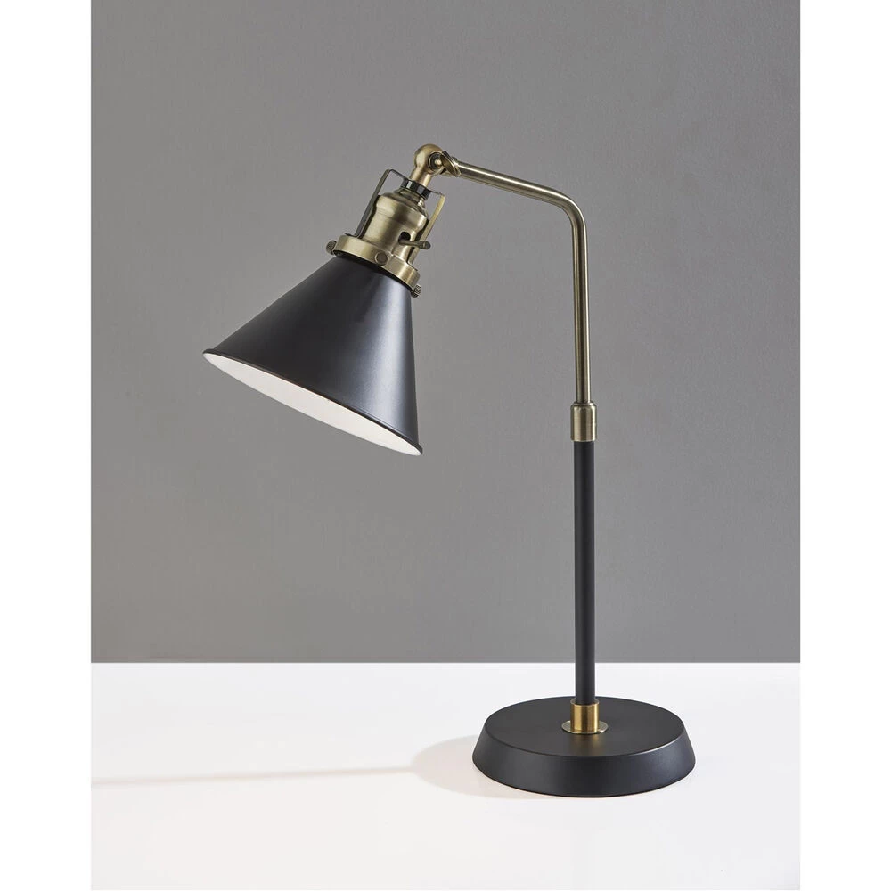 Arthur 20 Inch 60.00 Watt Black And Antique Brass Desk Lamp Portable Light, Simplee Adesso - Image 8