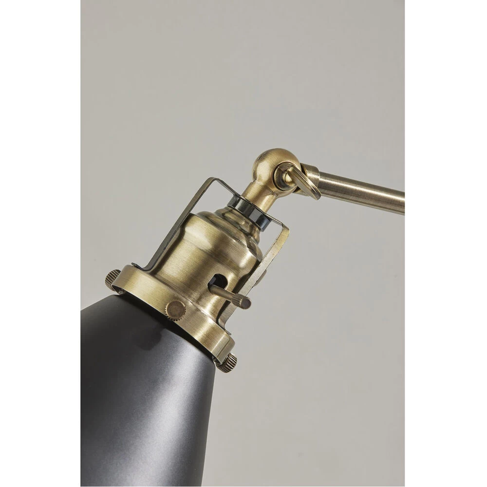 Arthur 20 Inch 60.00 Watt Black And Antique Brass Desk Lamp Portable Light, Simplee Adesso - Image 3