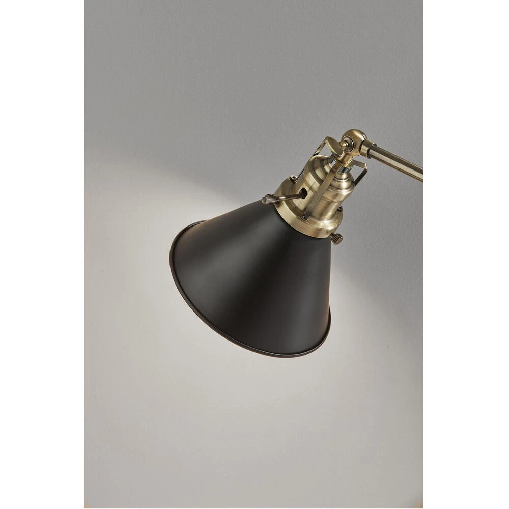 Arthur 20 Inch 60.00 Watt Black And Antique Brass Desk Lamp Portable Light, Simplee Adesso - Image 4