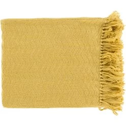 Thelma 60 X 50 Inch Mustard Throw, Rectangle