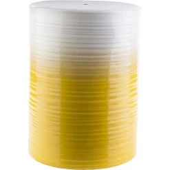 Waverly 18.1 Inch Yellow And Tan Outdoor Garden Stool, Medium