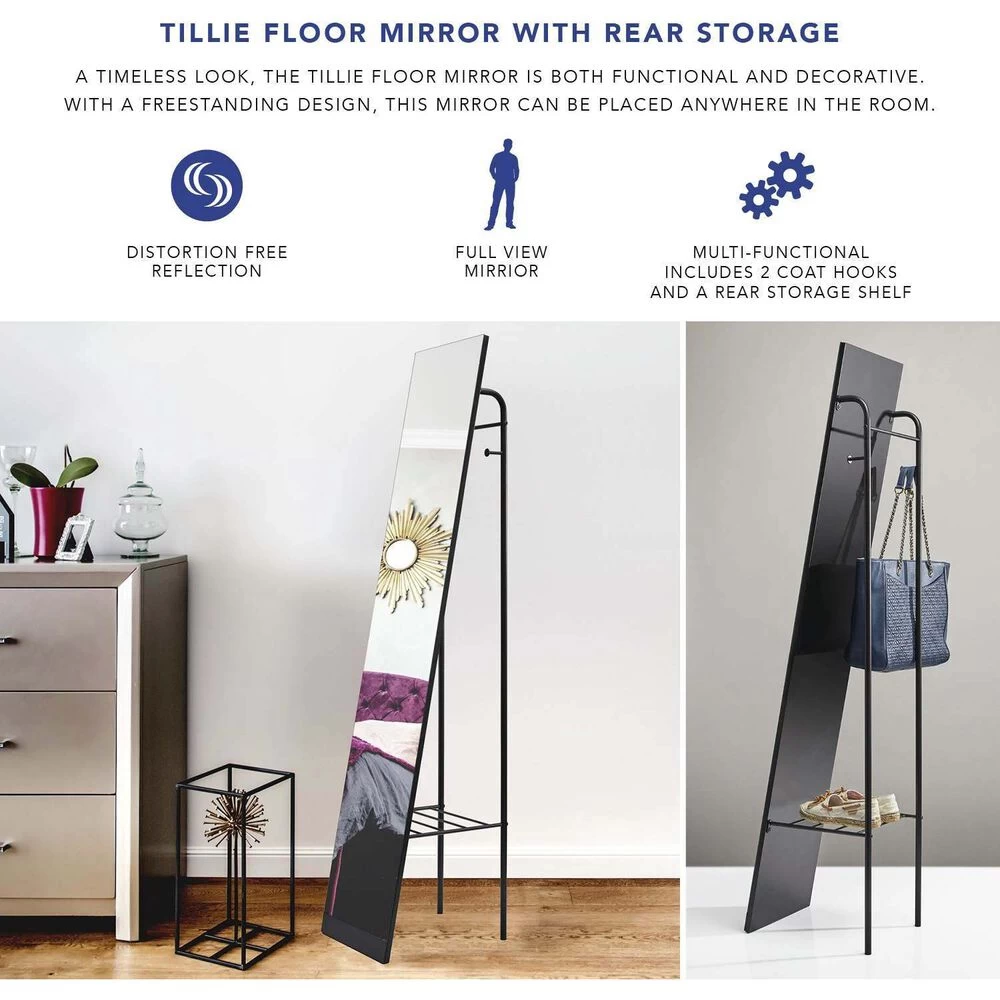 Adesso Tillie 58 X 12 Inch Mirror And Black Floor Mirror - Image 10