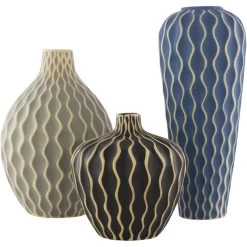 Waves Medium Grey Outdoor Vase